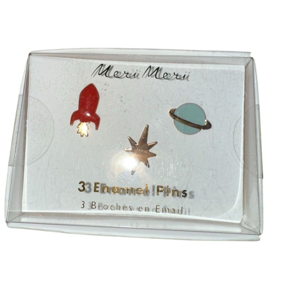 Meri Meri‎ Space Enamel Pins Set of 3 - Rocket, Planet, Star Christmas stocking
